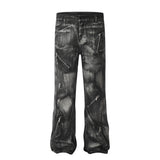 Fashion Punk Painting Dirty Jeans Men - WOMONA.COM