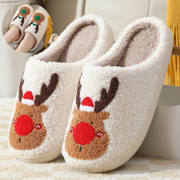 Christmas Shoes Winter Home Slippers Elk Soft Cozy Bedroom Slipper - WOMONA.COM