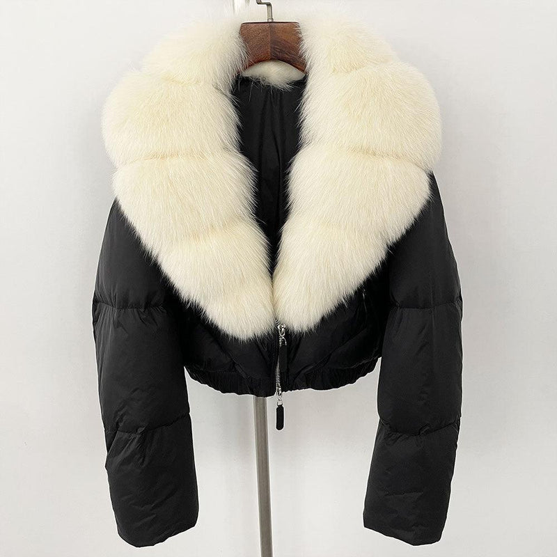 Fox Fur Collar Thick Short Down Jacket Coat