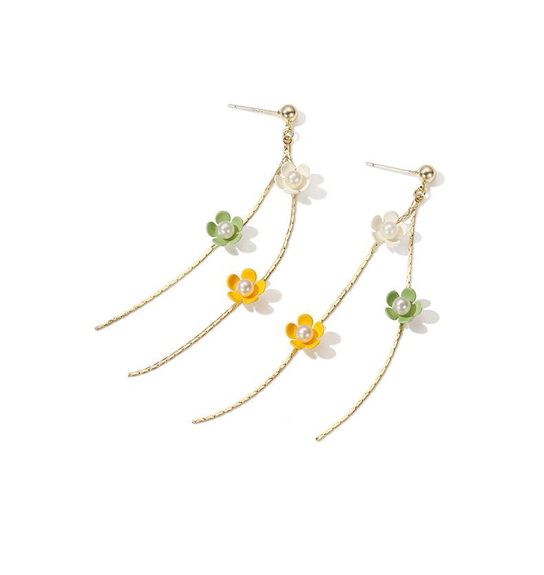 Long Gold-Tone Tassel Earrings