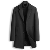 Casual Men's Blazer Collar Single Breasted Wool Jacket - WOMONA.COM