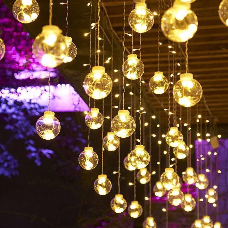 Led Wish Orbs Lighting Chain Star Moon Curtain Light Starry Sky - WOMONA.COM