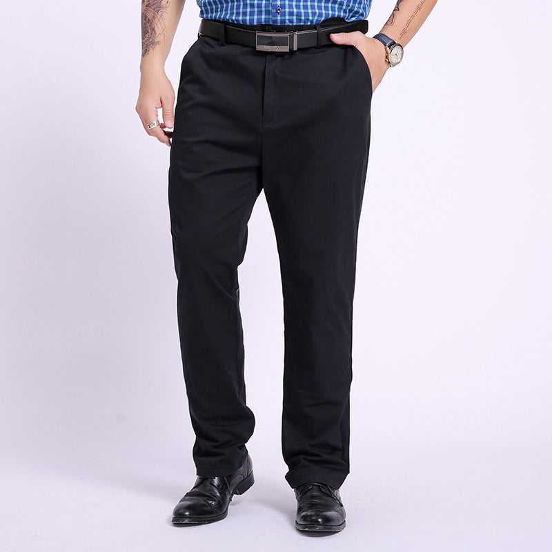 Men's oversized casual trousers, black, cuffed hem and belt loops