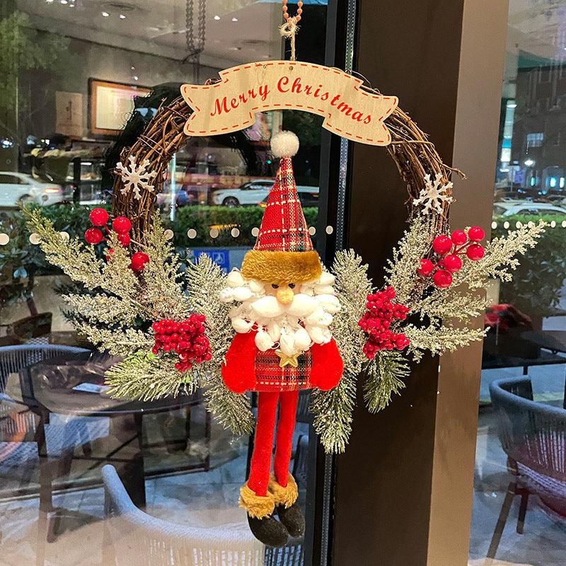 Santa Christmas Vine Wreath with Bow, 21 cm