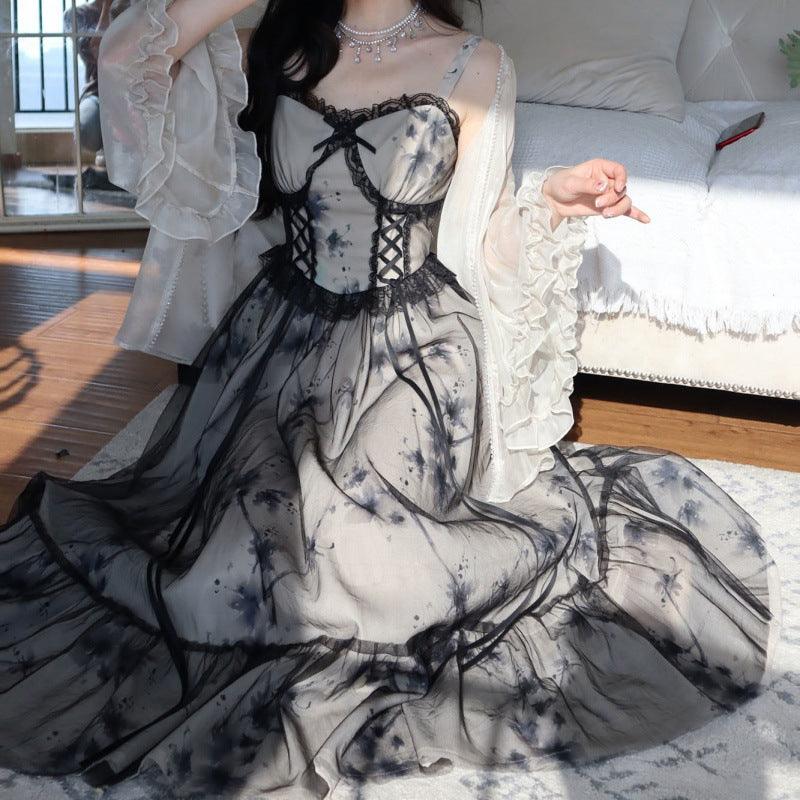 Lace Glossy Thin Summer Sling Dress - WOMONA.COM