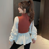 Fashionable temperament slim-fit fake two sweaters - WOMONA.COM