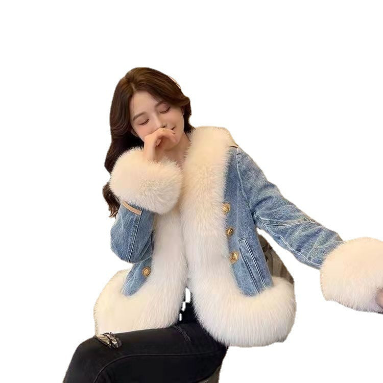 Fox Fur Short Goose Down Young Coat For Women - WOMONA.COM