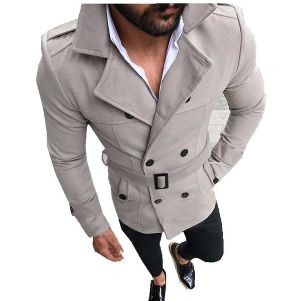 Double-breasted casual trench coat wool coat - WOMONA.COM