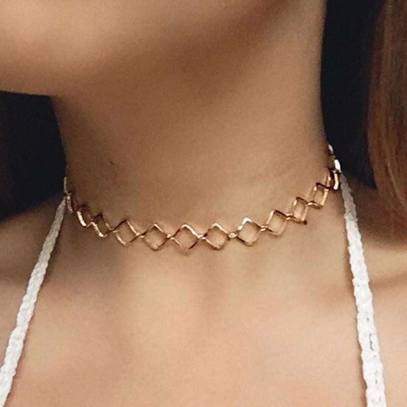 Hollow Diamond Necklace Clavicle Chain - WOMONA.COM