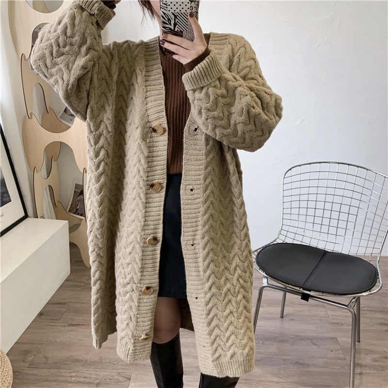 Lazy Style Long Thick Knitted Cardigan