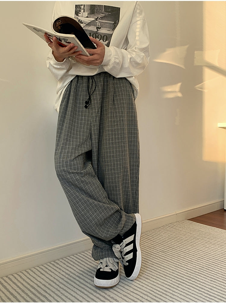 Quality Men's Casual Spring Plaid Retro Profile Trousers - WOMONA.COM