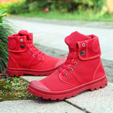 Men High-top Lace Up Canvas Sneakers - WOMONA.COM