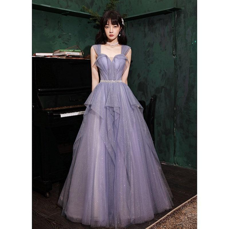 Banquet Evening Purple Annual Meeting Host Performance Dress - WOMONA.COM