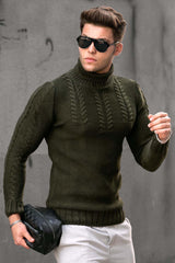 Men's Turtleneck Twisted Long-sleeved Sweater - WOMONA.COM