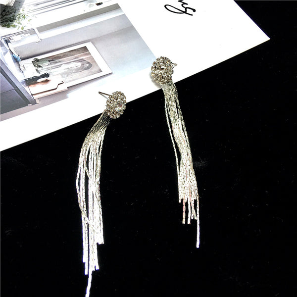 Crystal tassel earrings - WOMONA.COM