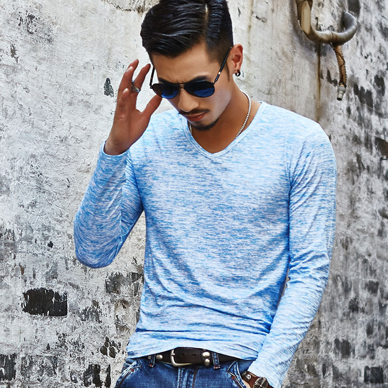 Autumn winter new men's long sleeved T-shirts men - WOMONA.COM