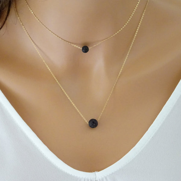 Black Lava Necklace - WOMONA.COM