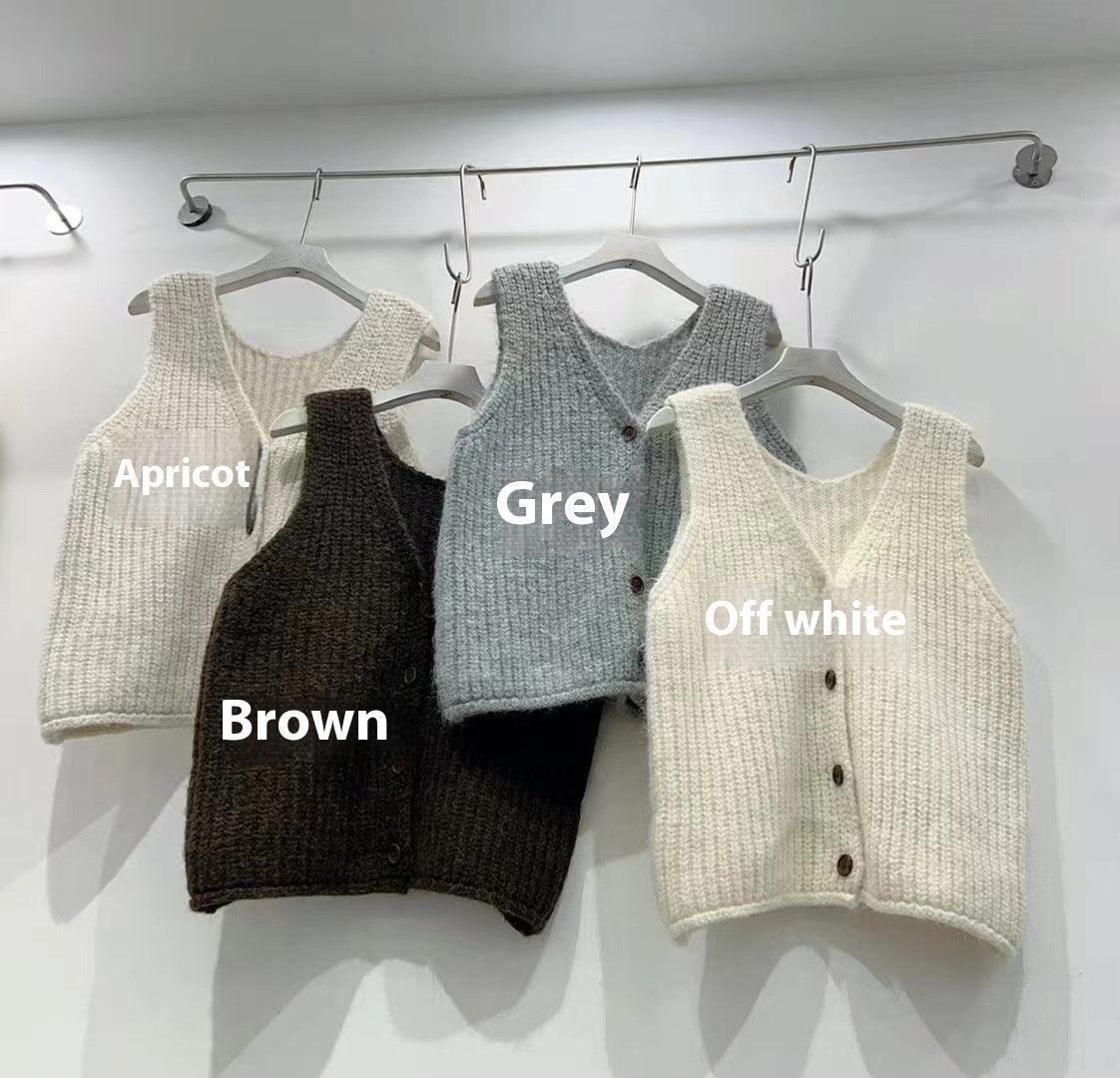 Solid Color Loose-fitting Versatile Sleeveless Cardigan Sweater - WOMONA.COM