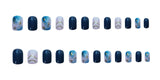 Sea Blue Smudged Fake Nail Stickers Wear Nails - WOMONA.COM