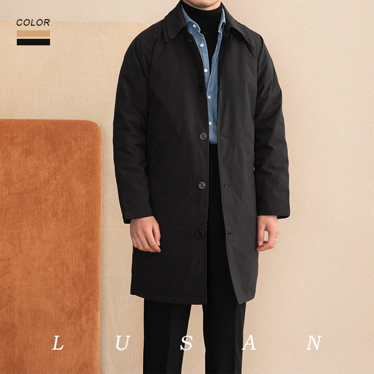 Mid-length Down Trench Coat Men's Long Type Coat - WOMONA.COM