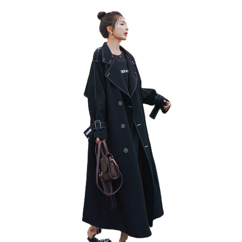 Double-breasted Belted Trench Coat With Waist