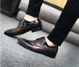 pointed business dress shoes leather men's - WOMONA.COM