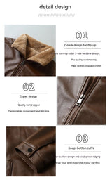 Men's Leather Lapel Fleece Padded Coat - WOMONA.COM