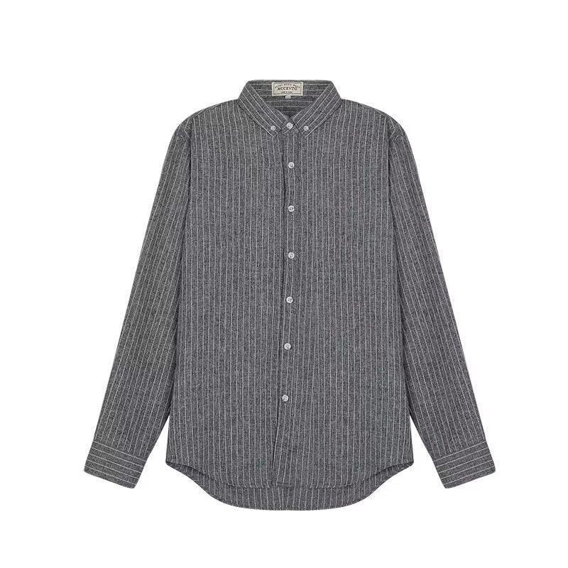 Spring And Autumn Vintage Striped Shirt Men - WOMONA.COM