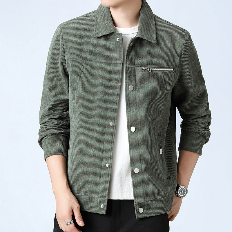 Men's Lapel Corduroy Jacket - WOMONA.COM