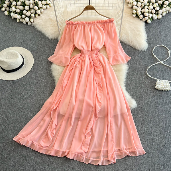 Women's Temperament Leisure Ruffled Chiffon Dress - WOMONA.COM