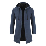 Cashmere Knitting Cardigan Hooded Medium Long Sweater - WOMONA.COM