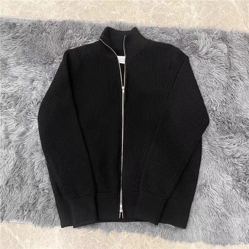 Unisex Viscose Full-Zip Knit Cardigan, Black - product view 2