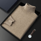 Men's High Lapel Casual Knitted Solid Color Cashmere Sweater