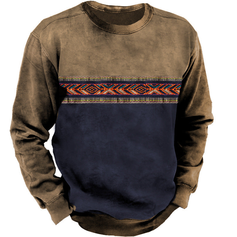 Crewneck Sweater Vintage Print Men - WOMONA.COM