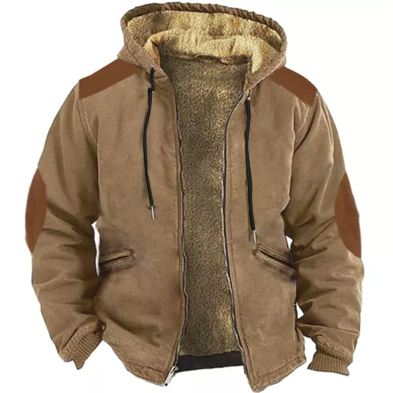 Brown Lining Cotton-padded Jacket - WOMONA.COM