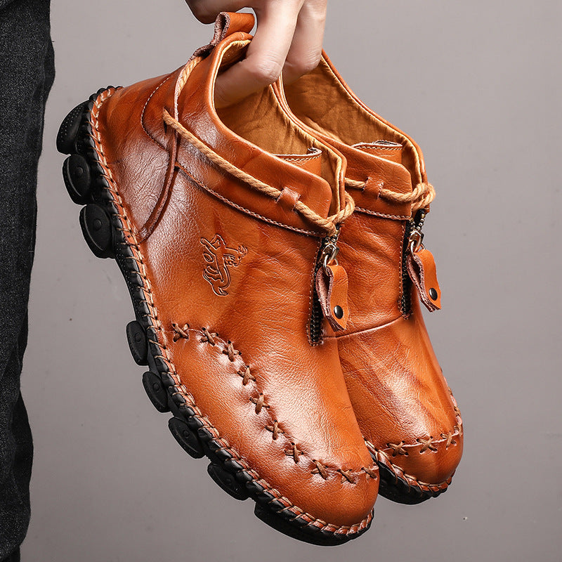 Men's Leather Boots Outdoor Casual Tooling Boots - WOMONA.COM