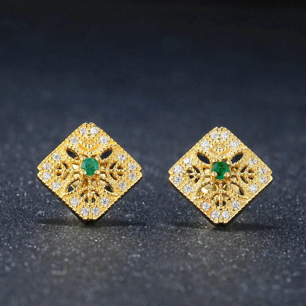 Natural emerald lace earrings - WOMONA.COM