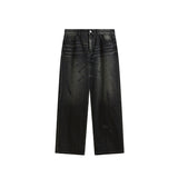 Distressed Loose Straight Retro Brushed Wide Leg Jeans - WOMONA.COM