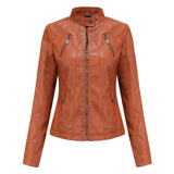 Short ladies leather jacket - WOMONA.COM