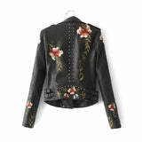 Embroidered studded leather jacket - WOMONA.COM