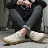 Men Low Top Nubuck Leather Sneakers - WOMONA.COM