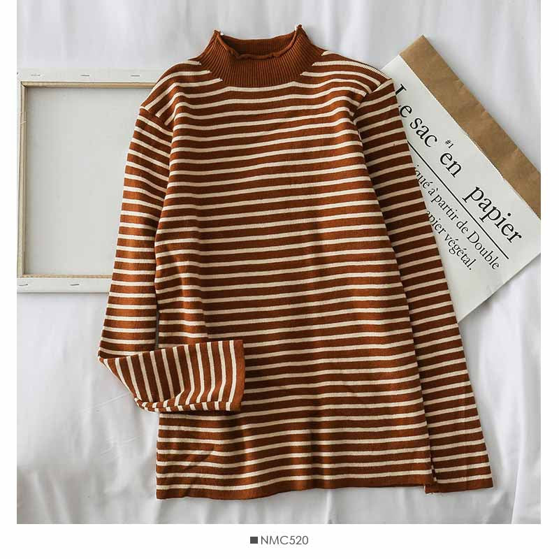 Sweaters Women Knitting Striped Student Elegant - WOMONA.COM