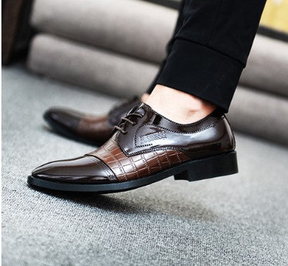 pointed business dress shoes leather men's - WOMONA.COM