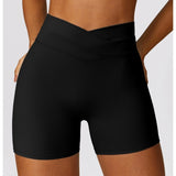 Skinny Hip Raise Yoga Shorts Brushed Cross High-waisted Trousers