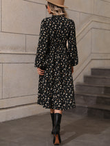 Sweet Elegant Small V-neck Long Sleeve Polka-dot Long Dress - WOMONA.COM