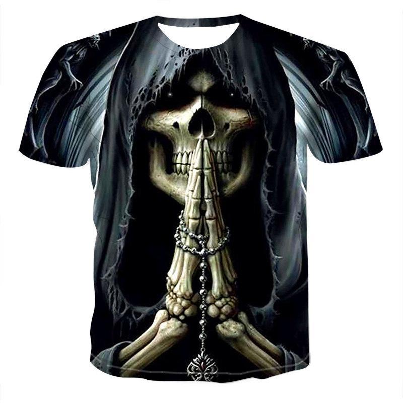 T-Shirts Casual Tee-Tops Short-Sleeve Skull Fashion - WOMONA.COM