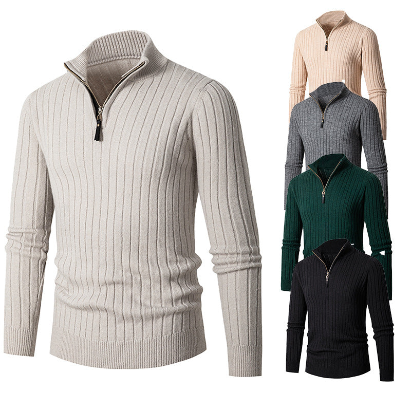 Men's Slim Ribbed Half-Zip Sweater - product view 1