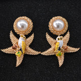 Starfish Pearl Korean Fashion Earrings - WOMONA.COM