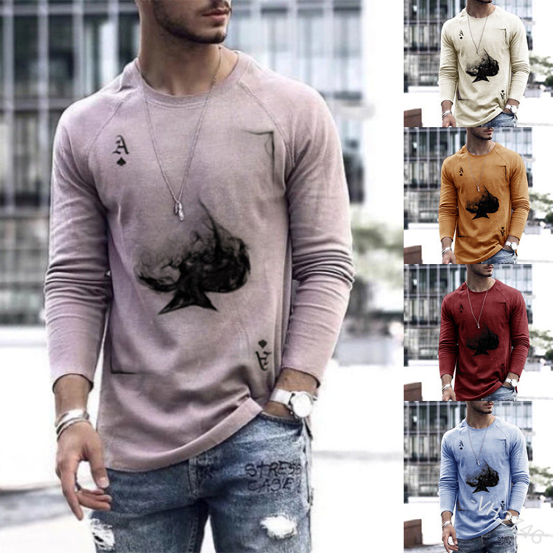 Men's Spring Long-Sleeve Loose Autumn T-Shirts - WOMONA.COM