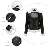 Fleece Leather Jacket Female